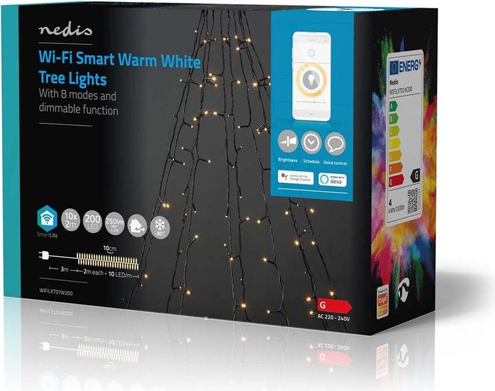 Actual product image Nedis SmartLife Decorative LED | Wi-Fi | Warm White | 200 LED's | 10 x 2 m | Android™ / IOS (2 m)