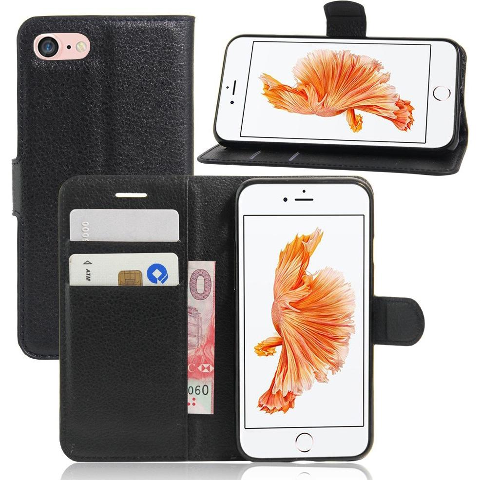 Cover-Discount Leder Etui (Apple iPhone 8, Apple iPhone 7), Smartphone Hülle, Schwarz