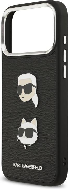 Immagine prodotto Karl Lagerfeld FW Grained Karl & Choupette Heads Pins & Logo case for iPhone 17 Pro Max black (Apple iPhone 17 Pro Max)