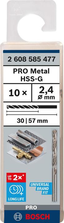 Produktbild Bosch Professional Zubehör PRO Metal HSS-G Spiralbohrer, 2,4 x 30 x 57 mm (2.4 mm)