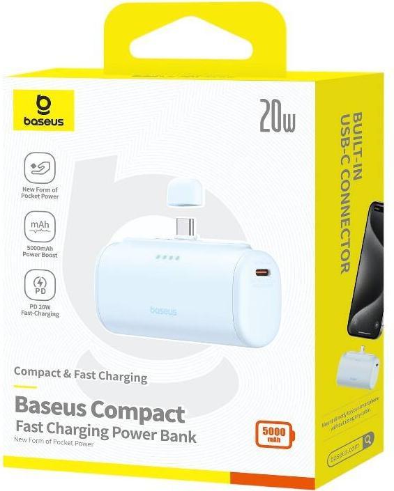Image du produit Baseus Powerbank Compact USB-C 5000mAh, 20W (bleu) (5000 mAh, 20 W, 18 Wh)