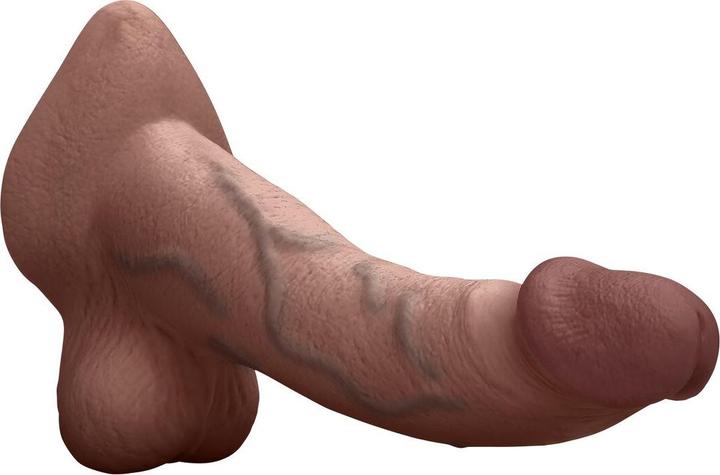 Actual product image Earthly Body Slipskin Realistic Silicone Dildo 10 Inch Curved Brown
