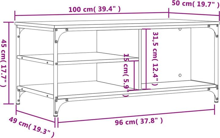 Image du produit vidaXL Couchtisch (50 x 100 x 45 cm)