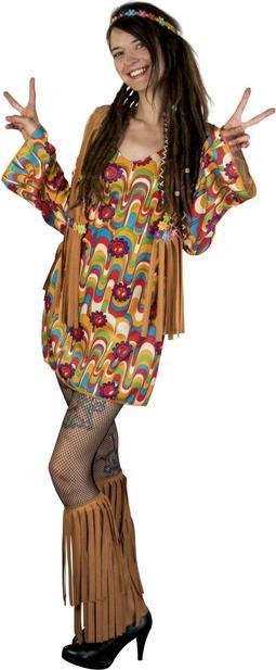 Actual product image MICA Festival Costume - Hippie - Adults - in different sizes XS 32/34 (32, 34)