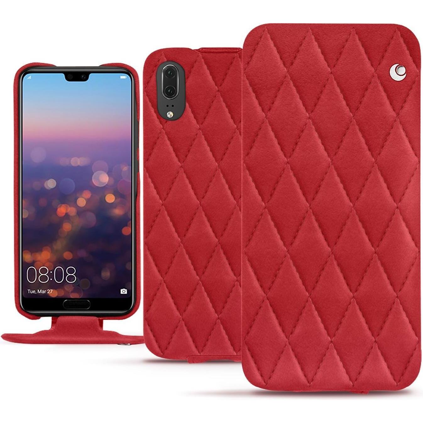 Noreve Lederschutzhülle vertikal (Huawei P20), Smartphone Hülle, Rot