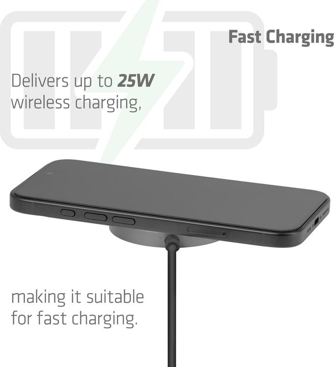 Produktbild Club 3D Club3D Ladegerät Qi2 USB Typ C 25W wireless schwarz (25 W)