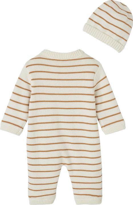 Image du produit Vertbaudet Baby-Set aus gestreiftem Strick: Overall & Mütze (80)
