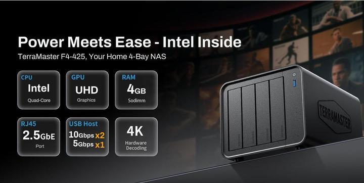 Actual product image Terramaster F4-425 Intel Celeron N5095 Quad Core 2.0GHz, 4G (0 TB)