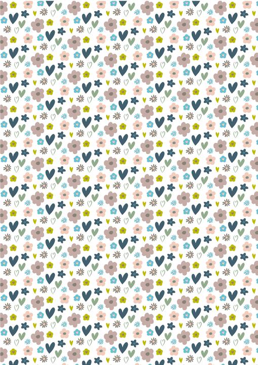 Image du produit Stafil Paquet de tissus Patchy "Hearts and Flowers", set de 5, 5 designs à 45 x 55 cm
