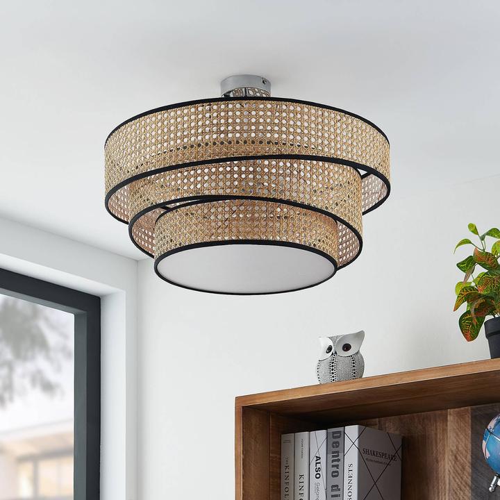 Actual product image Lucande Elowen ceiling lamp, bamboo mesh (E27)