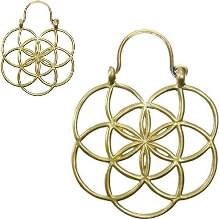 Produktbild Star Piercing Ohrring vergoldet Blume des Lebens schlicht (Messing)