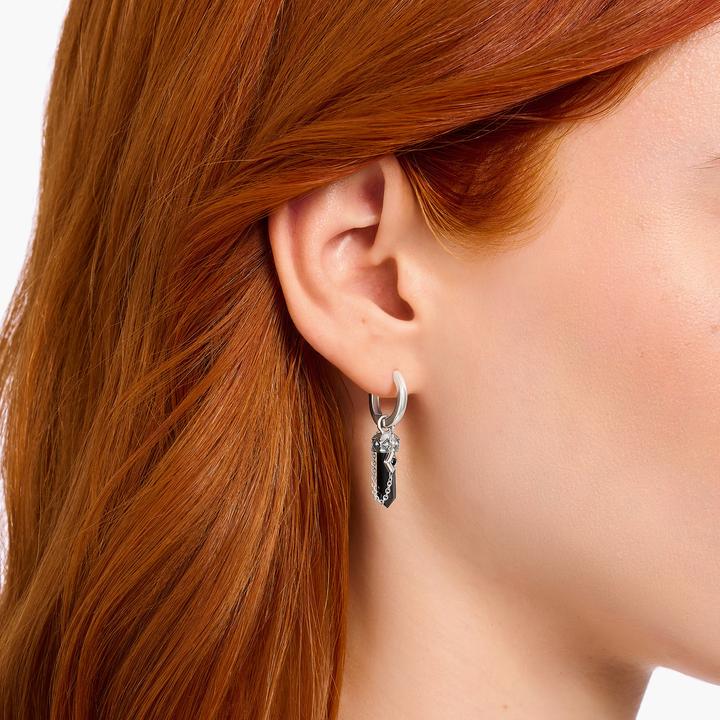 Image du produit Thomas Sabo Créole simple avec pendentif en onyx et chaîne en argent noirci (Noirci, Argent sterling 925)