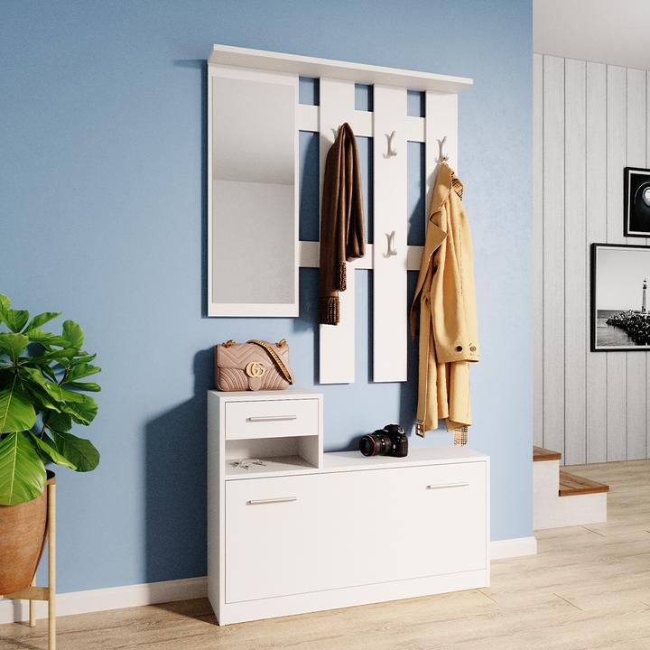 Produktbild Vicco Garderobe Billy, Weiss, 100 x 111.6 cm