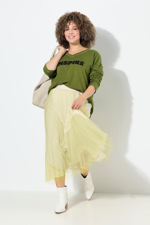 Produktbild Ulla Popken Tüll-Midirock, Colorblocking, A-Linie, Elastikbund (62)