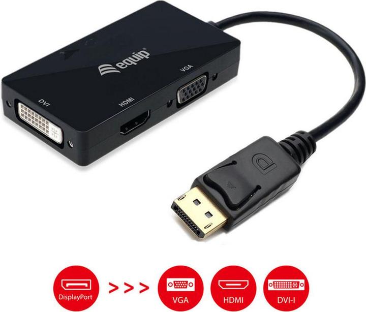 Produktbild equip Displayport->HDMI/VGA/DVI Adapter St/Bu (DVI, HDMI)