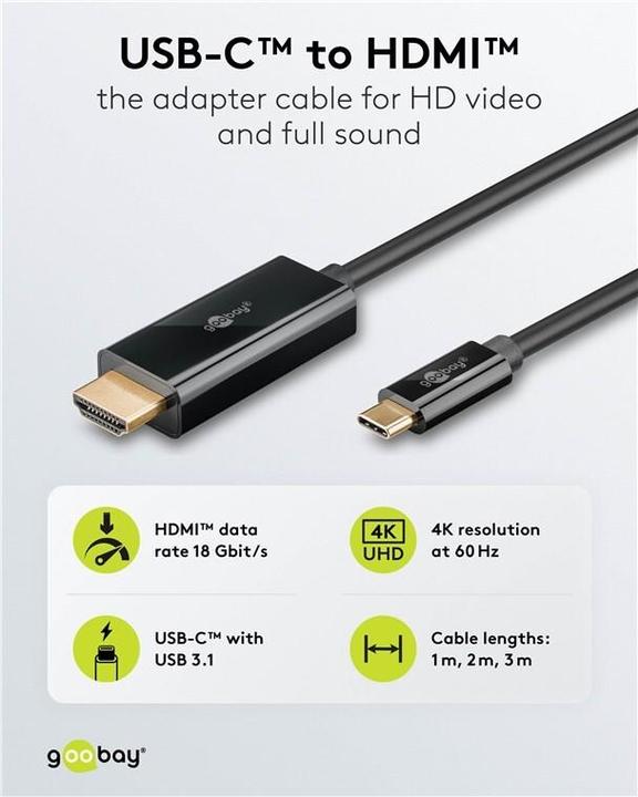 Actual product image Goobay USB C – HDMI (2 m, USB Type C, HDMI, 2.2)