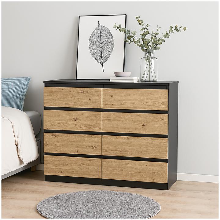 Produktbild HTI-Living Kommode 8 Schubladen Thekla Schwarz-Artisaneiche