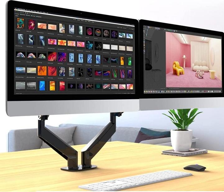 Image du produit Techly Support de bureau pour 2 LCD TV LED 43-81cm 17-32pouces Pince Vérin Noir (Tables, 32", 9 kg)