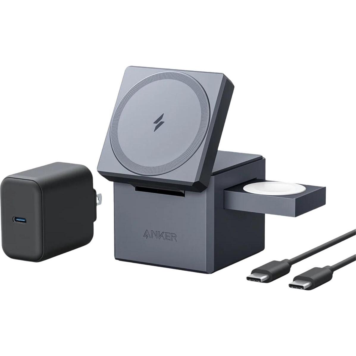 Anker 3-in-1 Cube with MageSafe 2B2 (30 W), Wireless Charger, Schwarz