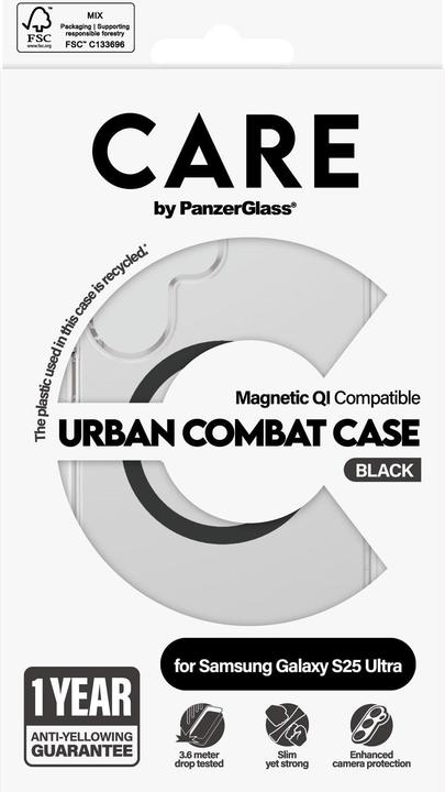 Produktbild PanzerGlass CARE by ® Flagship Case Transparent Urban Combat m. Schwarz Qi Compatible Samsung Galaxy (Samsung Galaxy S25 Ultra)