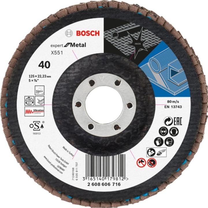 Produktbild Bosch Professional Zubehör Fächerschleifscheibe X551 Expert for Metal, gewinkelt, 125 mm, 40 (40)