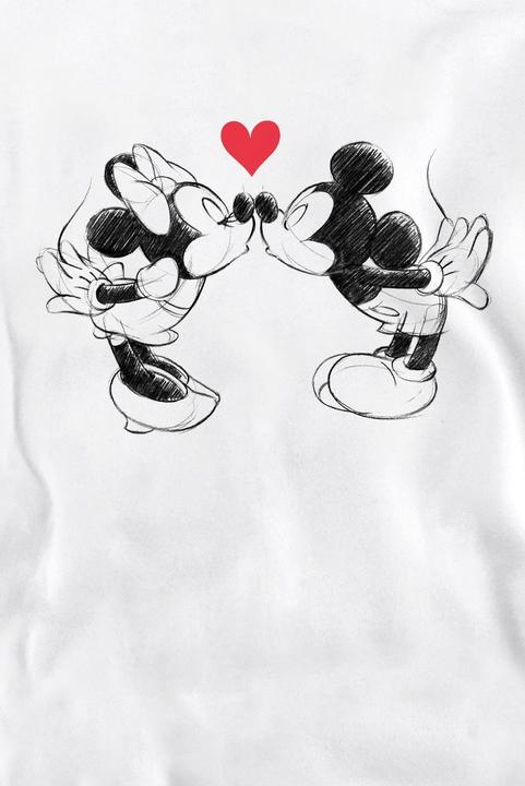 Actual product image Disney Unisex Adult Mickey & Minnie Mouse Kiss Sketch Valentine's Day Sweatshirt (XL)