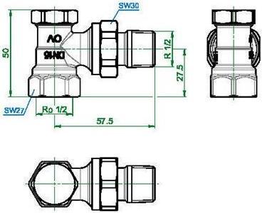 Actual product image Oventrop OV HK screw fitting Combi 2 PN 10 nickel-plated brass angle DN 15 1/2Zo