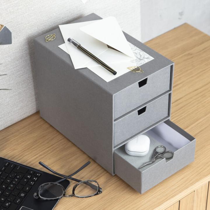 Actual product image Bigso INGRID Drawer Box 3 compartments Grey