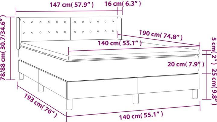 Actual product image vidaXL Boxspringbett (140 x 190 cm)