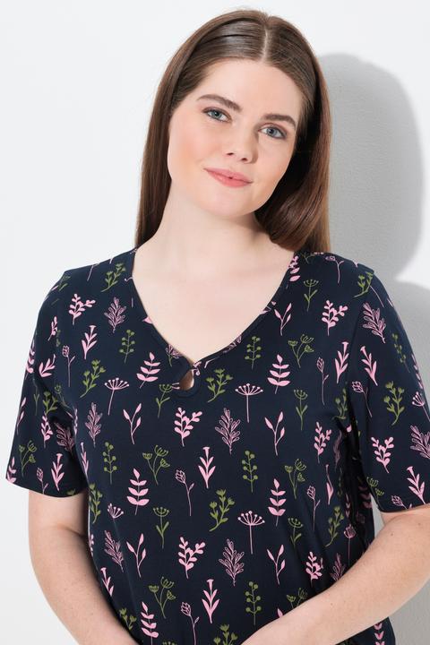 Produktbild Ulla Popken Schlafanzug-Shirt, V-Ausschnitt, Halbarm (60)