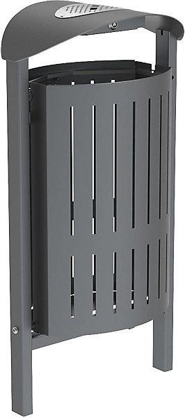 SPL Corbeille à déchets SILAOS® avec cendrier, acier / tôle, à sceller dans du (50 l)