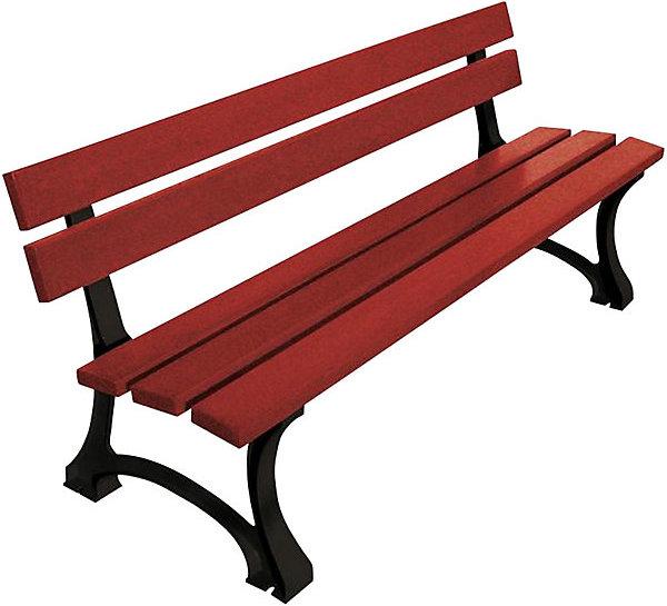 SPL MORA park bench, overall height 746 mm, length 1800 mm, soft wood, mahogany.