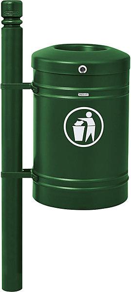 SPL GUSTAVIA outdoor waste collector, capacity 40 l, with side posts, green. (40 l)
