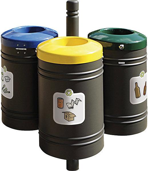 Image du produit SPL Poubelle d'extérieur GUSTAVIA, capacité 3 x 40 l, avec jeu d'autocollants, gris. (40 l)