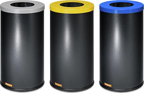 Immagine prodotto eurokraft basic Set di 3 contenitori per la raccolta differenziata, capacità 70 l, conf. da 3 (3 l)