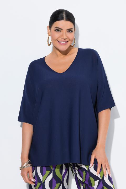 Produktbild Ulla Popken Pullover, Oversized, V-Ausschnitt, Halbarm (54)