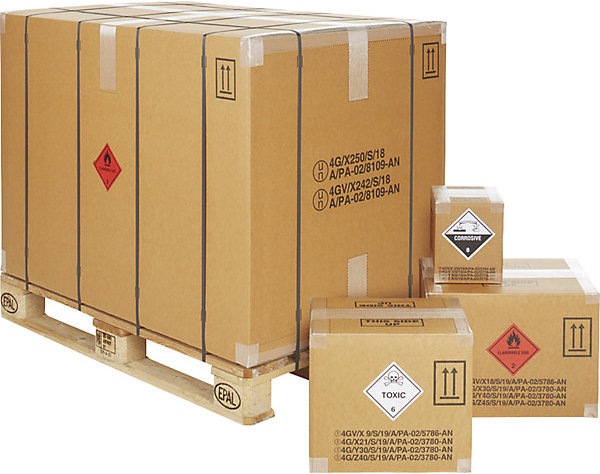 Actual product image kaiserkraft PREMIUM dangerous goods box, brown, internal dimensions 390 x 390 x 430 mm. (80 x)