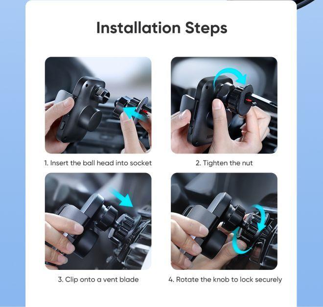 Actual product image Joyroom Magnetic Wireless Car Charger Holder (ventilation grille)