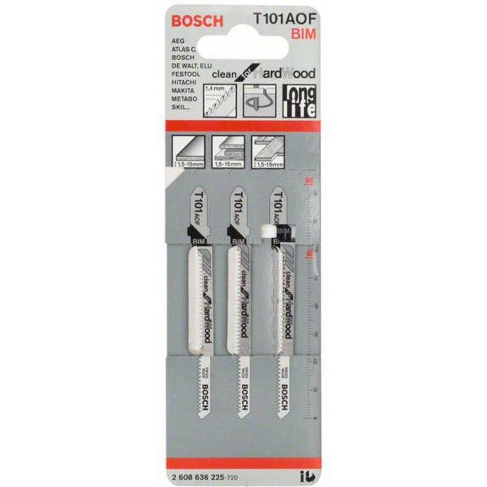 Bosch Professional Zubehör, Sägeblatt, PRO Hardwood clean curve T101AOF Stichsägeblatt, 83 mm, 3-tlg.