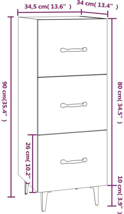Image du produit vidaXL Sideboard (34.50 x 34.50 x 90 cm)