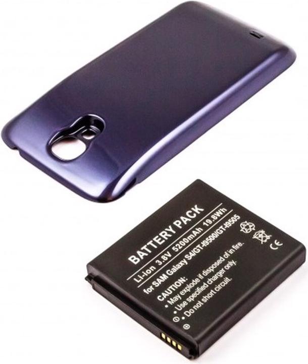 Actual product image Samsung Galaxy S4 battery, GT-I9500 with blue additional cover (Rechargeable battery, Galaxy S4)