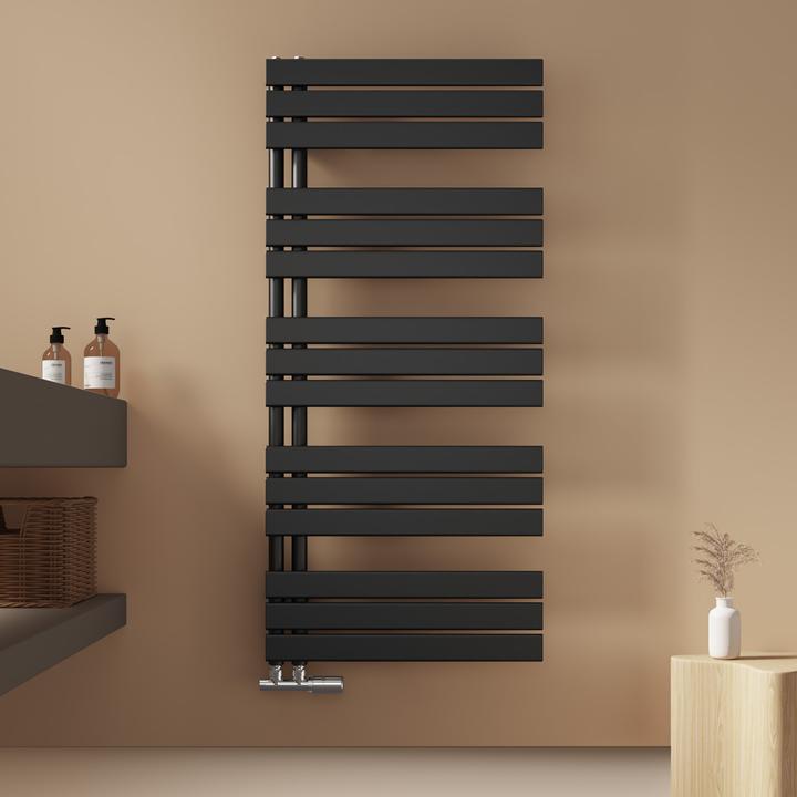 Actual product image Emke Bathroom Radiator Towel Rail Adjustable Temperature Control 130x60cm Black 789W (798 W)