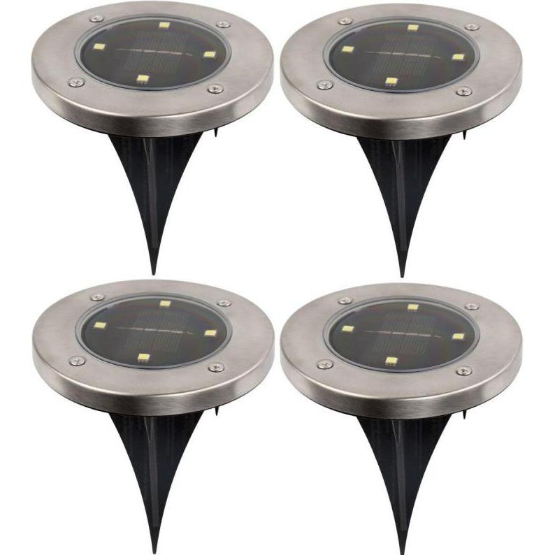 Saska Garden, Illuminazione esterna, Solar Lamp 4 LED Smd For Drive Into The Ground, Set Of 4 Pcs