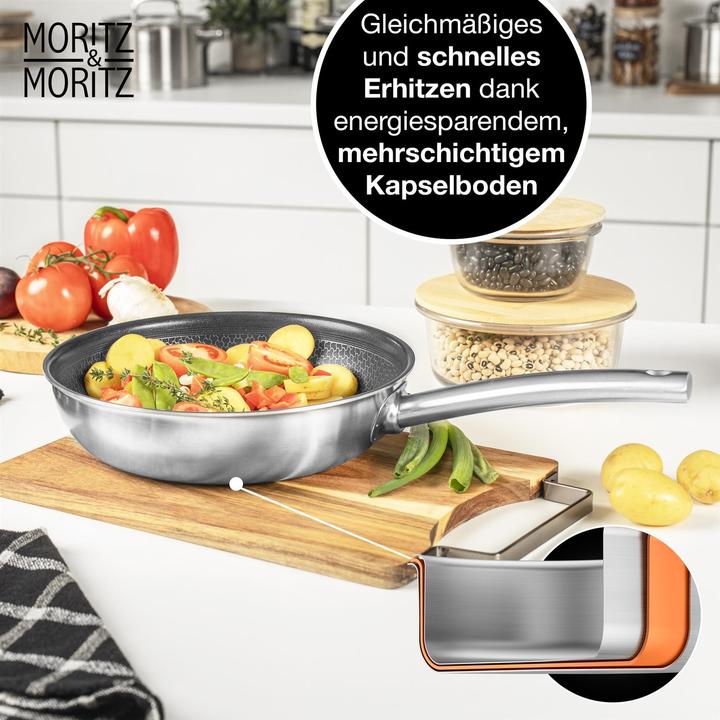 Produktbild Moritz & Moritz Edelstahlpfanne Wabenstruktur (24 cm, Pfannenset + Topfset, Edelstahl)