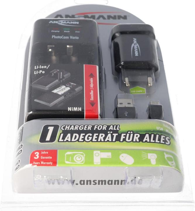 Produktbild Ansmann Universalladegerät Powerline Vario mit verschiebbaren Ladekontakten für Akkupack, Kamera,... (Kamera Akku Ladegerät)