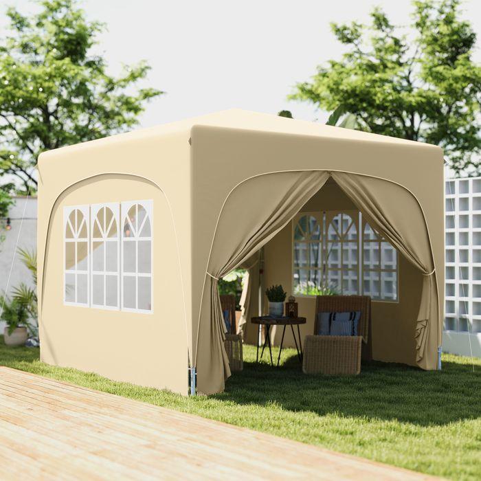 Actual product image Swisshandel24 Faltpavillon 3x3m, wasserabweisend, 4 Seitenteile, Sand (300 cm, 300 cm)