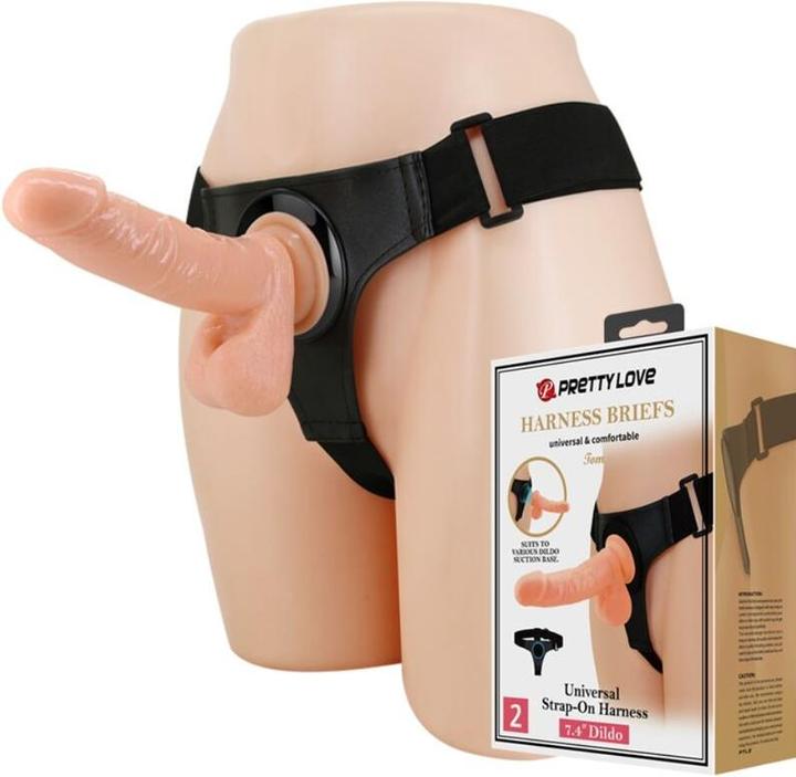 Produktbild Pretty Love Harness Briefs Universal Harness Mit Dildo Tom 20 cm Natur