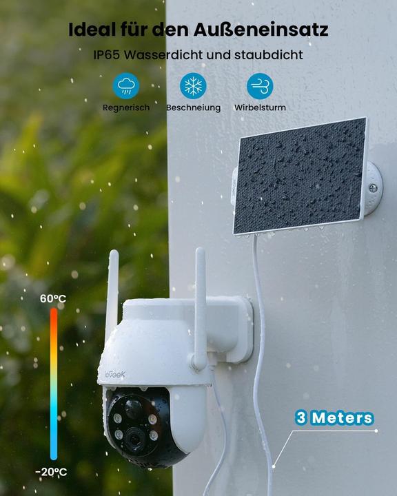 Actual product image IeGeek 2K 3MP PTZ Überwachungskamera mit Solar-Akku