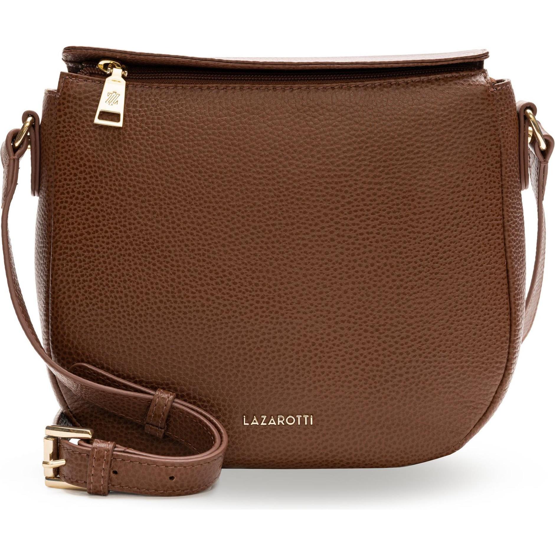 Lazarotti, Handtasche, Bologna Leather Umhängetasche Leder 25 cm, Braun