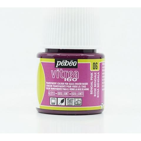 Thumbnail - Pebeo, Künstlerfarbe + Bastelfarbe, Vitrea 160 Glänzendefarben (Bengalrosa, 45 ml)